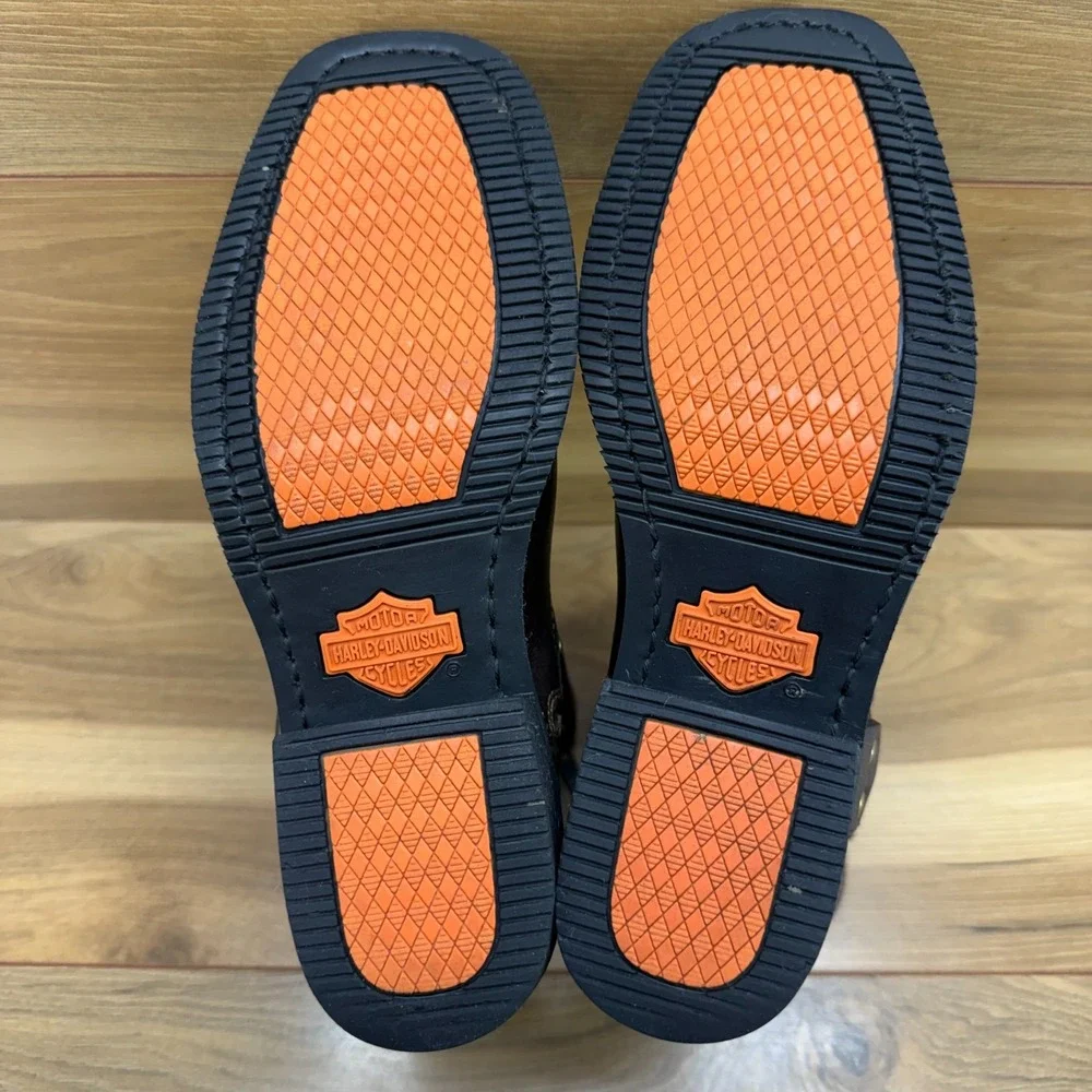 Harley Davidson Harness Womens Boots 7.5 Brown Leather Square Toe Biker Zip - Picture 9 of 11